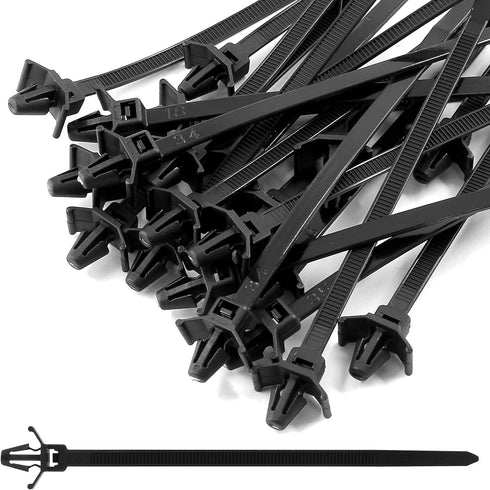 50 Pcs Black Nylon Push Mount Cable Zip Tie,120mm / 4.7Inch Arrow Push Mount Cable Ties, Multi-Purpose Self-locking Wire Wrap Strap...