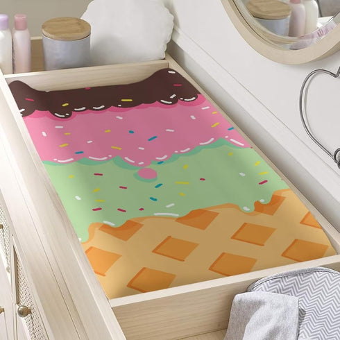 Cute Ice Cream Print Changing Pad Covers for Girls Boys Ultra Soft Cozy Changing Table Sheet Fitted 32"X16" Changing Pad Covers Funny Food Print S...