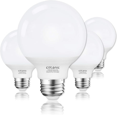 Cotanic G25 LED Globe Light Bulbs, 5W Vanity Light Bulb (60W Equivalent),Daylight 4000K,Non-dimmable Makeup Mirror Lights for Bedroom,Led Bathroom...