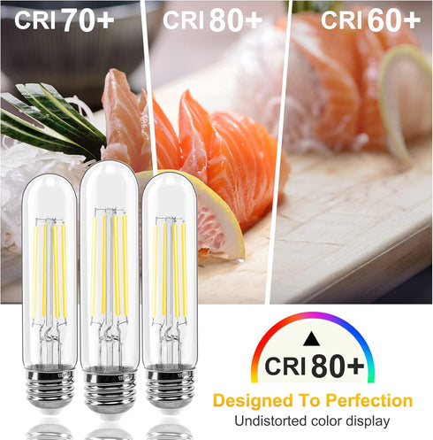 E26 LED Bulb 6W Dimmable, LED Light Bulbs Daylight 5500K E26 Edison Bulb, 700lm Equal 60 Watt AC120V 5 Inch, T10 Led Bulb Tubular for Rustic Penda...