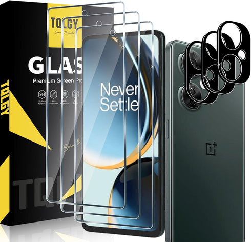 TQLGY 3 Pack Screen Protector for OnePlus Nord N30 5G with 3 Pack Camera Lens Protector, Ultra HD Tempered Glass, 9H Hardness, Anti-Scratch, Bubbl...