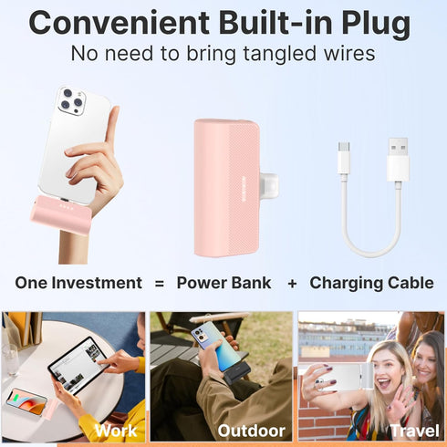 KKD Portable Charger USB C, Mini 5000mAh 15W Fast Charging USB C Power Bank, Battery Pack Phone Charger for iPhone 15/15 Plus/15 Pro/15 Pro Max Sa...
