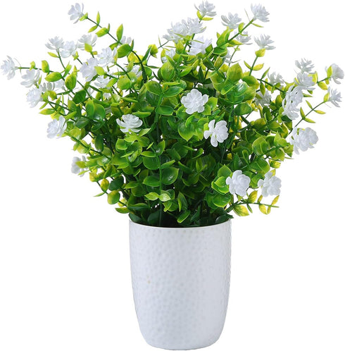 Artificial Plants Flowers Grass Shrubs 8 Pack No Fade Faux Plastic Flowers Outdoor for Vases Farmhouse Garden Porch Patio Office Indoor Wedding De...