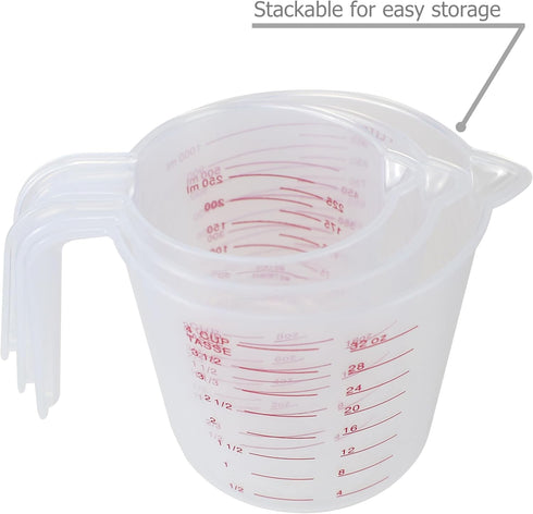 3 Pack Plastic Measuring Cups Mixing Pitcher for Cooking Baking DIY Craft Art Painting, Size of 1000ML/500ML/250ML...