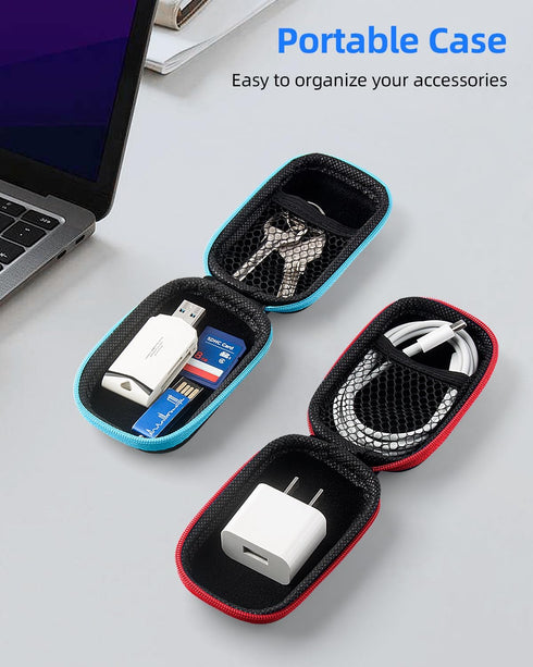 SUNGUY Earbuds Case 2Pack, Rectangle Earbuds Carrying Case, Portable Earphone Case Phone Accessories Organizer with Carabiner for Earphone, in-Ear...