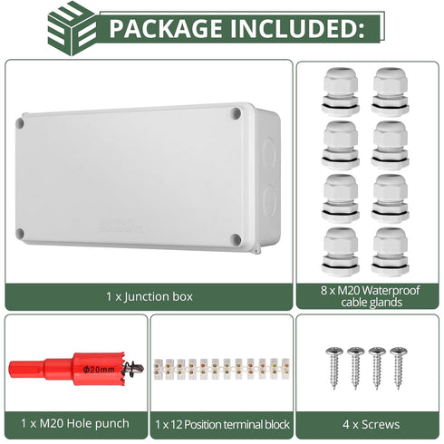 EYPINS Electrical Junction Box,8inch Electrical Enclosure Boxes,ABS Plastic Dustproof Waterproof IP65 Universal Electric Wires Box,Surface Mounted...