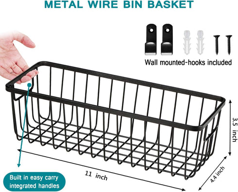 SheeChung Farmhouse Decor Metal Wire Bathroom Storage Organizer Basket Bins - for Cabinets, Shelves, Closets, Vanity Countertops, Under Sinks, Pan...