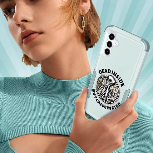 for Galaxy A14 5G Phone Case Protective Designer Cool Funny Coffee Skeleton Cute Cases for Women Girls Shockproof Drop Protection Rugged Heavy Dut...