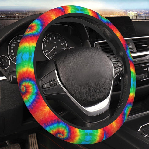 Spiral Rainbow Tie Dye Auto Car Steering Wheel Cover Universal 15 Inch Neoprene Interior Decor Protection Accessories...