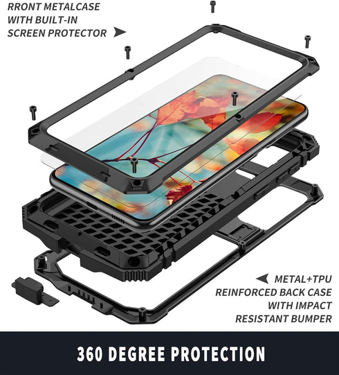 MIYI for Samsung Galaxy S21 Plus/S21+ 5G Case, Aluminum Metal Gorilla Glass Waterproof Shockproof Military Heavy Duty Sturdy Protector Cover Hard ...