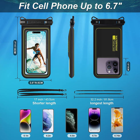Floating Waterproof Phone Pouch Detachable Lanyard IPX8 Universal Waterproof Phone Case Underwater Dry Bag Compatible with 15 14 Pro Max 13 Pro 12...