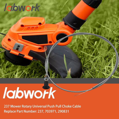 labwork 237 Mower Rotary Universal Push Pull Choke Cable 63" Inner 60" Conduit (2-3/4" Travel)...