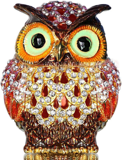 Waltz&F Hollow owl Trinket Box Hinged Hand-painted Figurine Collectible Ring Holder...