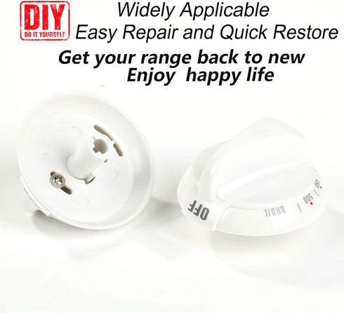 WB03K10036 Thermostat Knob Replacement Part White for GE & Hotpoint Range Oven - Replaces AP2014848, 242682, AH225985, EA225985, PS225985, WB3K10036 (1 Pc)