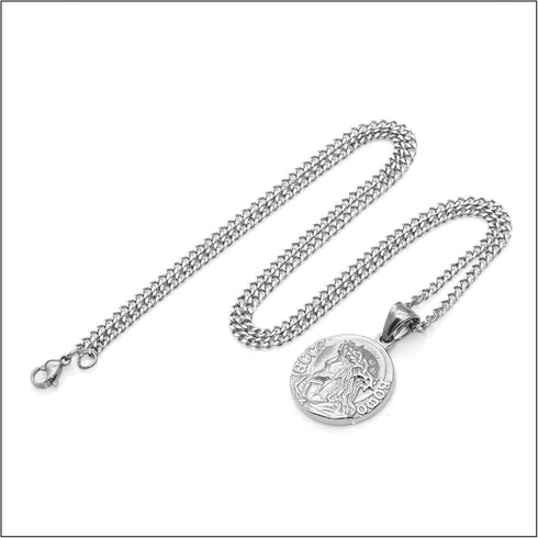 Fashion Stainless Steel Jesus Portrait Round Pendant Coin Necklace...