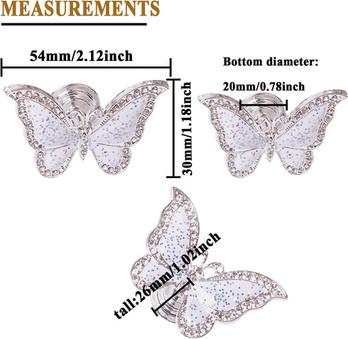 4 pcs Butterfly Handle Creative Cabinet Drawer Wardrobe Dresser Zinc Alloy Knob Furniture Door Single Hole Handle Door Handle (White Butterfly)...