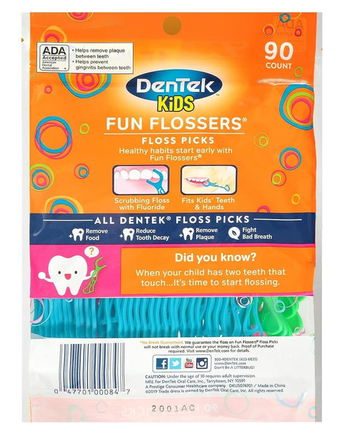 DenTek Interdental-Floss Picks, Kids Fun, Wild Fruit, 75 Count, 6 Pack...