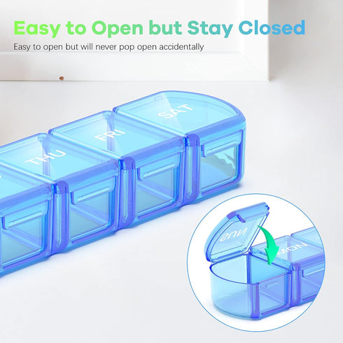 Extra Large Pill Organizer 2 Pack, XL Pill Box 7 Day, Weekly Pill Case with Large Capacity, Jumbo Organizer, BPA Free (Blue+Green)...