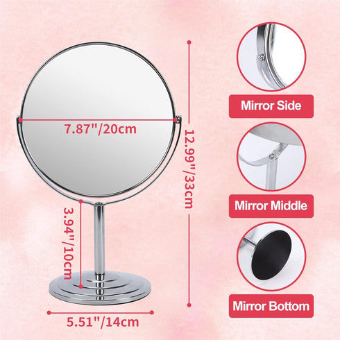 Schliersee 10X Magnifying Makeup Mirror 8 inch, Double Sided Makeup Mirror, 1X/10X Magnification Standing Swivel 8" Table Desk Mirror for Dresser ...