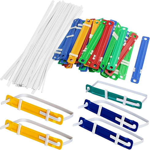 100 Pcs Plastic Paper Fasteners Colorful Plastic Document File Fastener 2-Hole Binder Clips Paper, Loose-Leaf Binding Clamp...