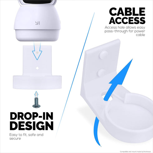 Wall Mount for YI Dome Guard Pet & Baby Indoor Camera, Easy to Install Adhesive Holder Bracket, Reduce Blind Spots & Clutter, Adhesive & Screw-in ...