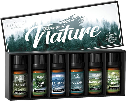 HIQILI Nature Fragrance Oil 6x10ml, Scented Oil for Candle Scents Soap Making & Diffuser, Essential Oils Set for Soy Candles Slime Home Car Aromat...