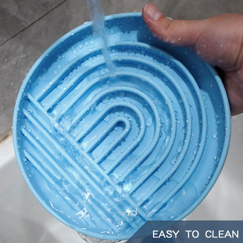 RICHIE Slow Feed Dog Bowl, Anti-Gulping, Durable Silicone, Safe for Small to Large Breeds, Blue...