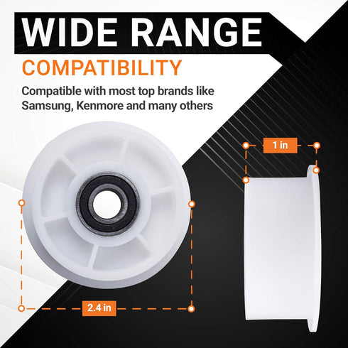 Ultra Durable DC97-07509B Dryer Idler Pulley Wheel Replacement Part by BlueStars - Easy to Install - Exact Fit For Samsung Dryers - Replaces DC66-00402A AP4210071 2075486