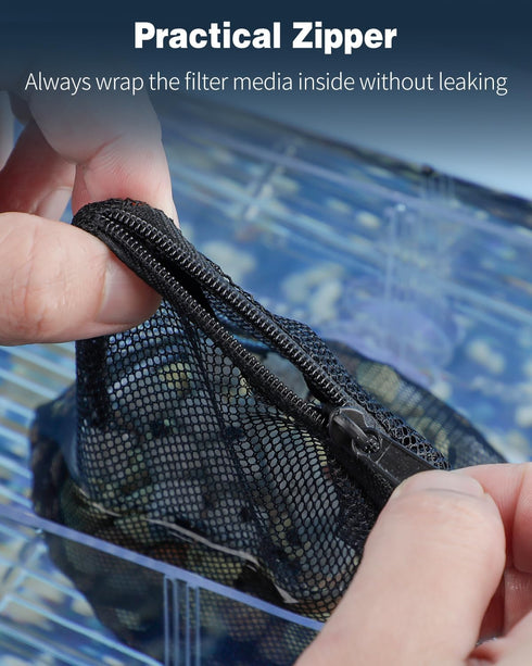 Pawfly 8 Pack Aquarium Filter Media Bags, Fish Tank Fine Mesh Bag with Plastic Zipper Aquarium Mesh Bag for Activated Carbon, Bio Filter Balls, Fi...