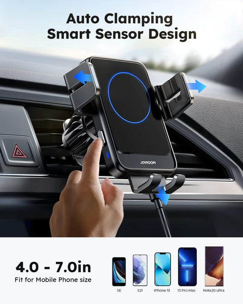 JOYROOM Wireless Car Charger Mount, Auto-Clamping 15W Max Qi Fast Charging Wireless Phone Charger for Car, Super Stable & Hands-Free Air Vent Car ...