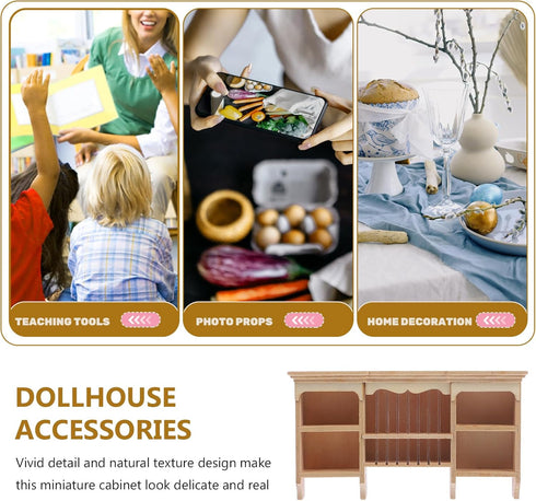 Toyvian Miniature Storage Cabinet Wall Dollhouse Mini Wood Cupboard Miniature Bookshelf Model Furniture Accessories for 1: 12 Doll House Kitchen L...