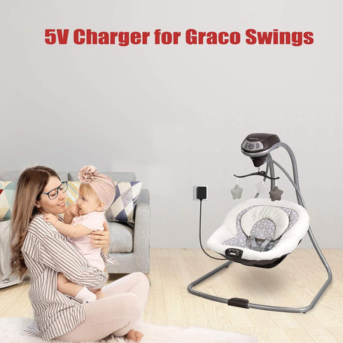 5V Baby Swing Replacement Power Cord Compatible with Graco Swing, Simple Swing, Glider LX, Glider Elite, Glider Petite LX, Sweetpeace, Sweet Snugg...