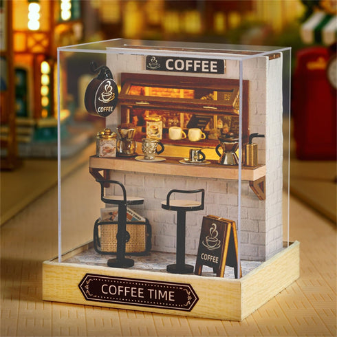 Flever Dollhouse Miniature DIY House Kit Creative Room with Furniture for Romantic Valentine's Gift (Coffee Time)...