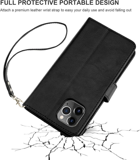 Bocasal for iPhone 11 Pro Max Wallet Case with Card Holder PU Leather Magnetic Detachable Kickstand Shockproof Wrist Strap Removable Flip Cover fo...