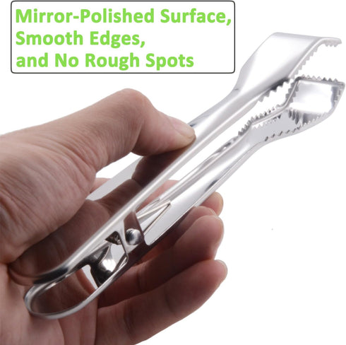 Ice Tongs for Ice Bucket 6-3/4 Inch - Set of 2 - Premium 18/8 Stainless Steel Ice Tongs with Teeth for Ice Sugar Cubes Tea Party Coffee Bar Food S...