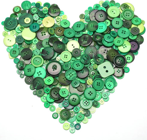 About 660 Resin Buttons of Various Specifications, Handmade Buttons, Sewing DIY Handicraft Buttons, Hand-Painted Decorative Buttons Green Series...