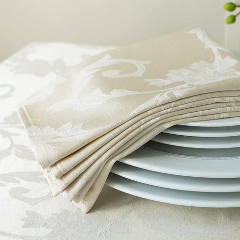 Benson Mills Harmony Scroll Woven Damask Fabric Set of 4 Napkins, Everyday, Parties, Special Occasions, Weddings and Holiday Cloth Napkin (18" x 1...