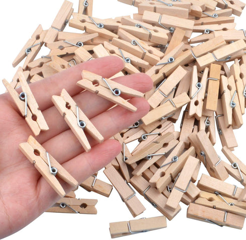 Wooden Craft Pegs, 100 Pieces of Natural Wooden Clothespins Photo Paper Peg Pin Craft Clips for Home School Arts Crafts Decoration - 3.5cm / 1.38 ...