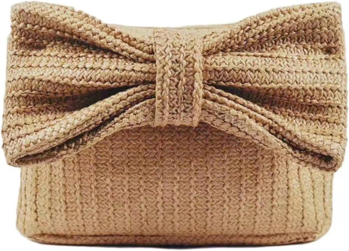 2024 Straw Clutch Purse for Women,Small Cute Bow Straw Rattan Clutch for Summer Beach Vacation Party...