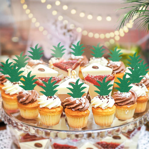 48PCS Pineapple Cupcake Donut Cake Toppers, Pineapple Cute Cupcake Picks for Summer Tropical Hawaiian Party Cake Decorations...