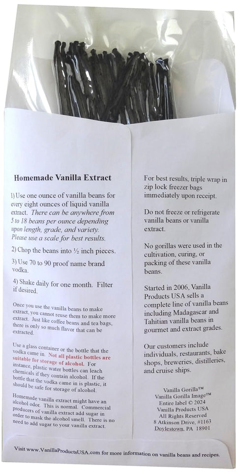 25 Split Extract Grade B Madagascar Bourbon Natural Vanilla Beans 5~6" by Vanilla Products USA...