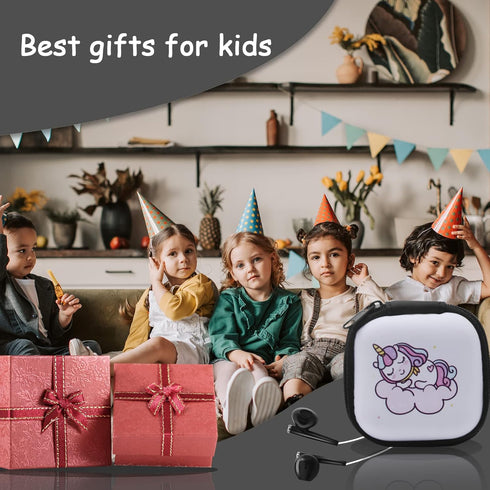 Kids Earbuds for Back to School with Cute Earphones Storage Case, Unicorn Earbuds for Kids in-Ear Headphones Wired Gifts with Mic, Lovely Gifts fo...