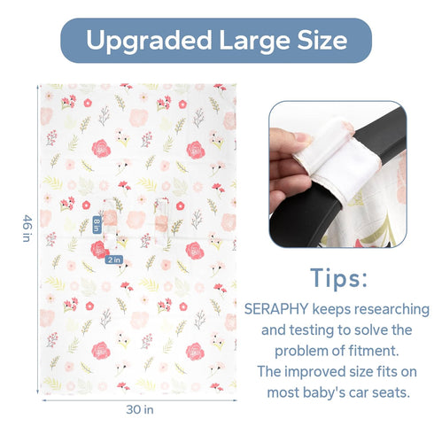 SERAPHY Muslin Car Seat Covers for Babies, Breathable Baby Car Seat Cover for Boys and Girls, Cotton Infant Carseat Canopy Covers -Flowers...