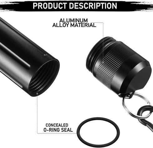 3 Pieces Metal Container Portable Sealed Container Bottles Aluminum Alloy Case Waterproof Jar Travel Container with Key Chain for Outdoor Camping ...