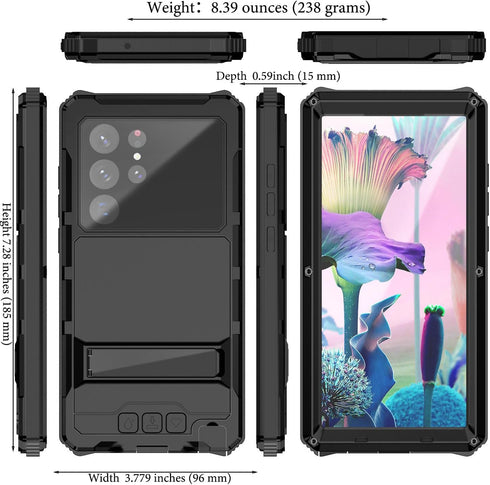 for Samsung Galaxy S23 Ultra Case Metal Hard Armor for Galaxy S23Ultra 5G Phone case para Screw Built-in Screen Lens Protection Military Grade [No...