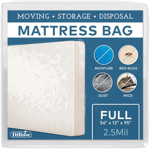 Mattress Storage Bag - Full Size Thick Plastic Moving Cover, Transport, Disposal and Protector - 3 mil Heavy Duty Reusable Clear Waterproof Mattre...