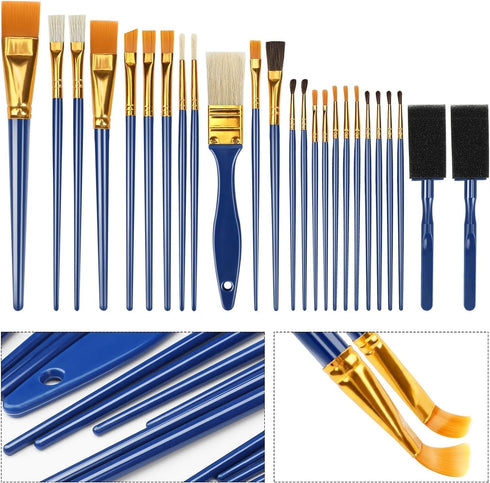 Acrylic Paint Brushes Set, Halobios 25 Pcs Artist Paintbrushes Acrylic Painting Brushes for Children Beginners, Artist Painting Kits for Acrylic O...