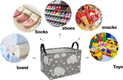 Rectangle Kids Gift Storage Basket Shelf Storage Basket Organizer Box Clothes Laundry Hamper Toys Nursery Basket Baby Laundry Basket with Handles ...