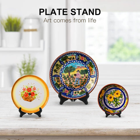 3 Pcs Wooden Display Stand Decorative Plate Stands Plate Holder Picture Frame Stand Black Easel Stand for Display Pictures Cook Books Art Certific...