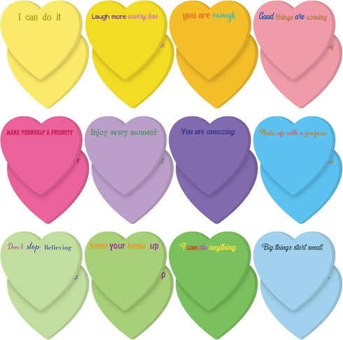 Teling 24 Pieces Inspirational Sticky Notes Graduation Gift Heart employee gifts Cute Sticky Note Pads Gifts for Reminder Work Studying 3x3 inch(V...